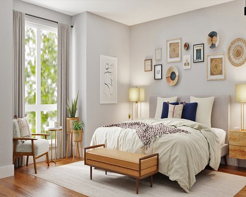 A neat and cozy bedroom set up for restful sleep